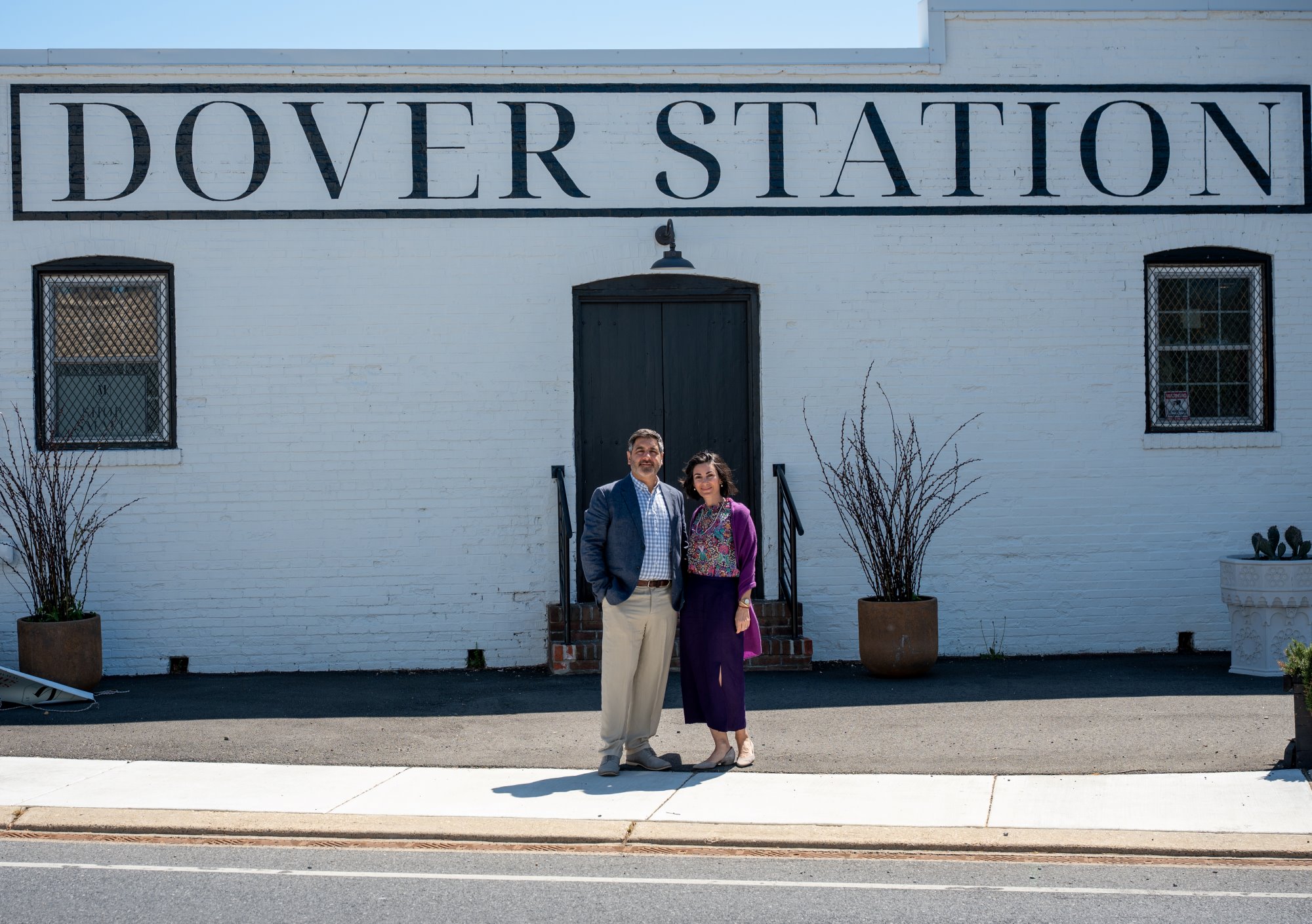 Keri and Sevan Topjian in front of The Market at Dover Station