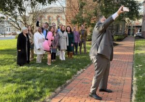Talbot Works Business Academy facilitator Will Holmes takes a selfie with Cohort IV graduates following their graduation ceremony with the Talbot County Council. The internationally recognized Academy has graduated 50 business owners through four cohorts. Learn more about the program at www.talbotworks.org/businessacademy.